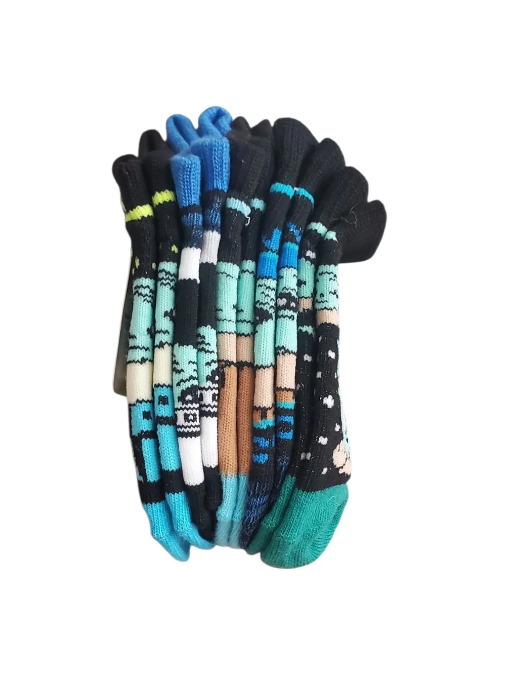 Star Wars Mandalorian Low-Cut Socks in Black, Turquoise & Lime (6 Pack)